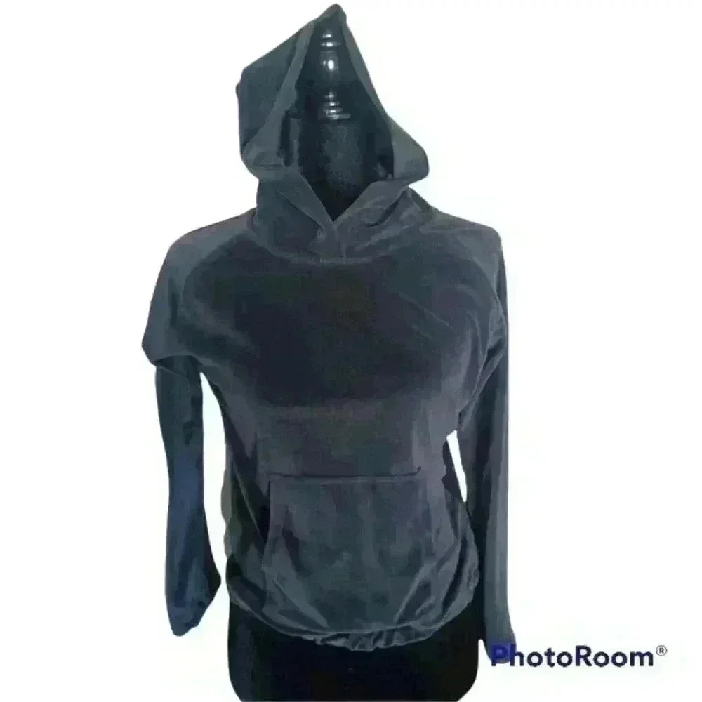 Zella Big Girls Grey Velour Hoodie L 10/12